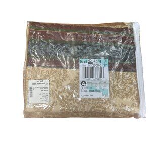 Marchesa Full Size Damask Pattern Bronze Gold Sheet Set Jewel Tone Top Band Vtg